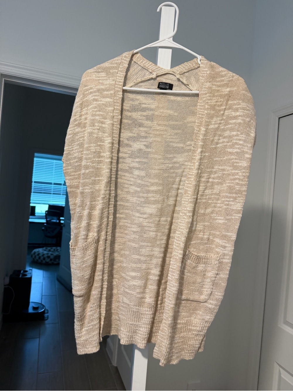 Nollie Cream Open-Front Knit Cardigan with Pockets